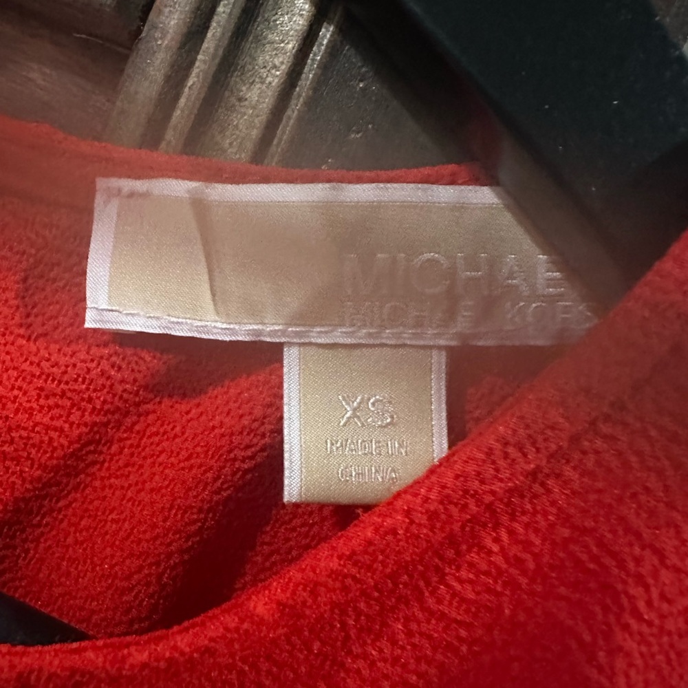 Michael Kors Vibrant Red Cold Shoulder Blouse - Picture 2 of 3